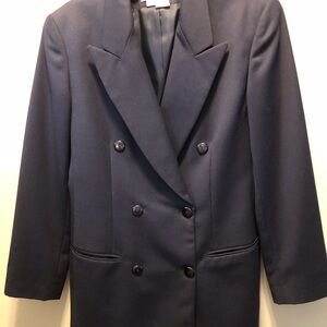 Vintage Liz Claiborne 100% Wool Navy Blazer 8